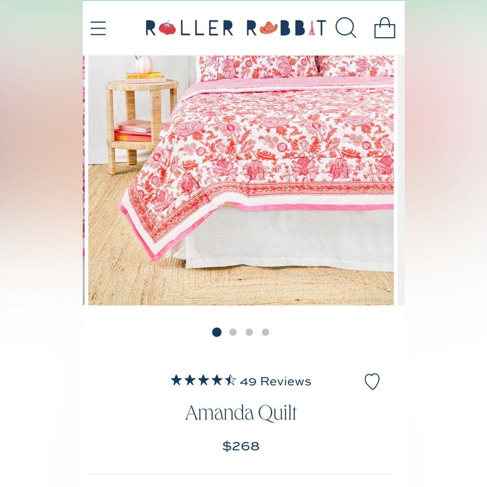Roller Rabbit Pink Floral Amanda Quilt